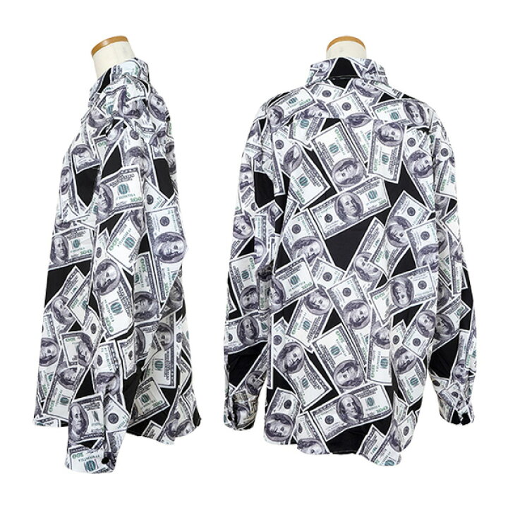 楽天市場】柄シャツ 紙幣 ドル札 100ドル お札 お金 マネー マネー柄 