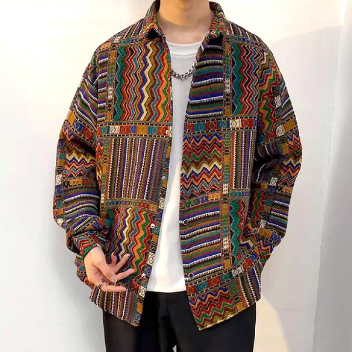 楽天市場】柄シャツ ジャカード 幾何柄 ブロック ジオメトリック 