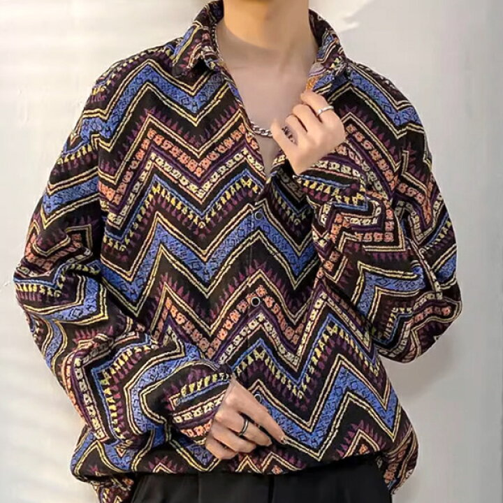 楽天市場】柄シャツ ジャカード ジグザグ 山形 縞柄 Z字形 稲妻形 