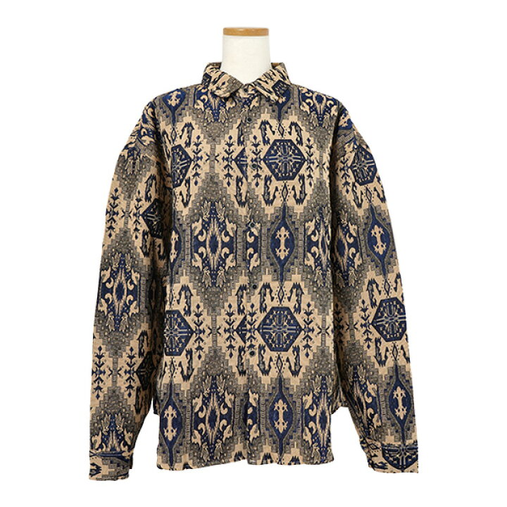 楽天市場】柄シャツ ジャカード オリエンタル オリエンタル柄 幾何柄  