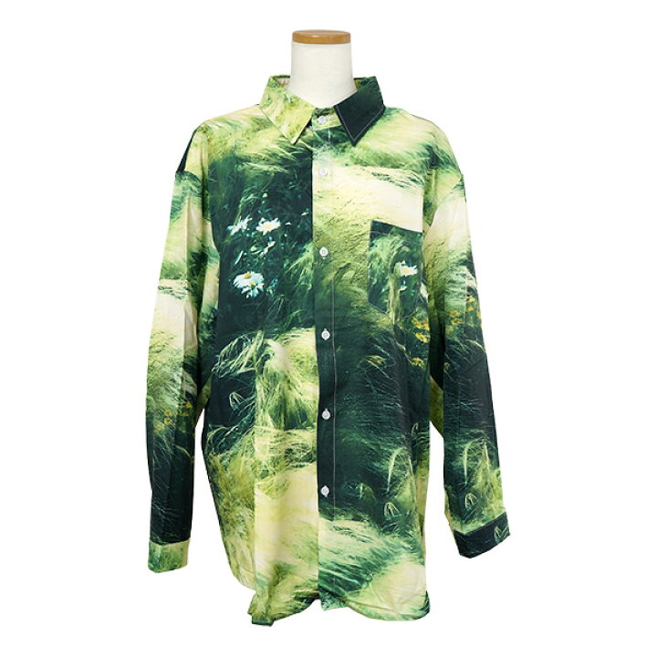 楽天市場】柄シャツ グリーン 緑 草原柄 ボタニカル 植物柄 デジタル 