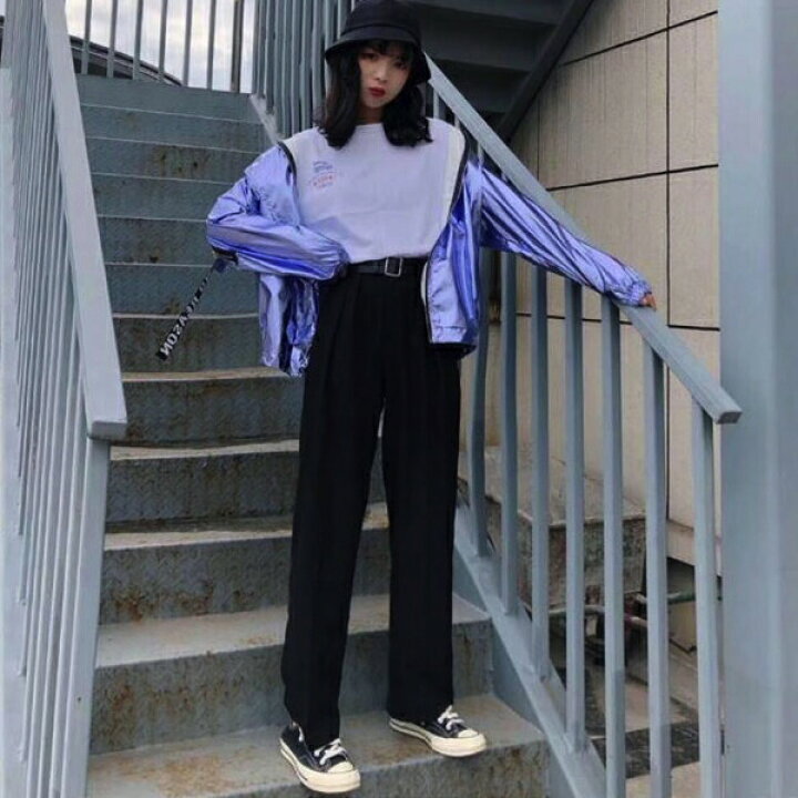 楽天市場 ウインドブレーカー シャカシャカ パープル シルバー 光沢感 レディース ファッション 大きいサイズ ダンス 衣装 ヒップホップ 原宿系 韓国系 個性的 ダンス衣装decorative