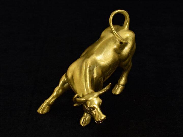 楽天市場】ゴールドブラス ブル 黄金色に輝く銅製の雄牛 真鍮置物 銅器  