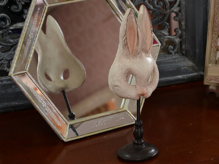 楽天市場 Rabbit Mask ラビットマスク ウサギの仮面 置物 スタンドオブジェ うさぎ 兎 インテリア おしゃれ 飾り アンティーク 雑貨 小物 アンティーク風 アニマル 動物 ホワイト かわいい Decor Plus