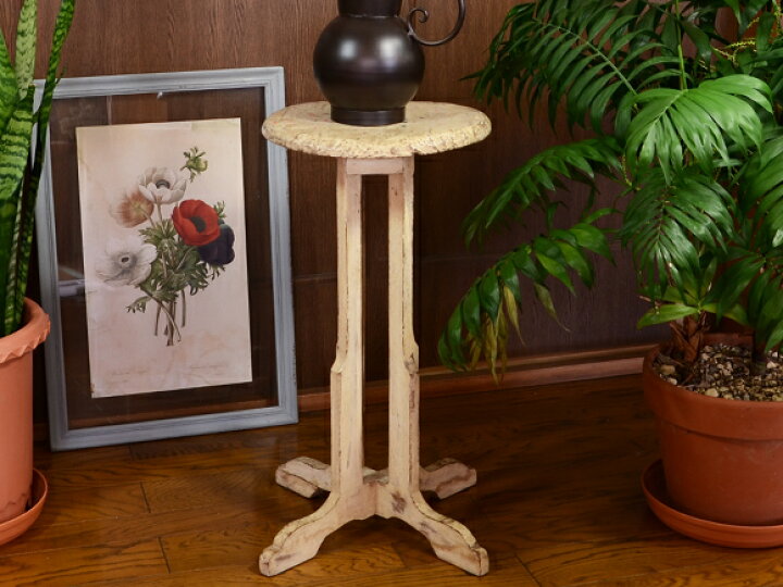 楽天市場】ANTIQUE Ivory スモール ラウンド フラワースタンド 花台 