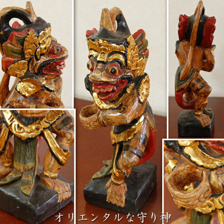 楽天市場】ヒンドゥーの英雄 猿の神 ハヌマーンの木彫りの置物 神 仏像 