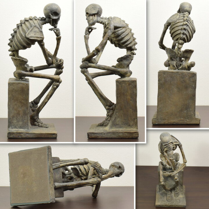 楽天市場】Skeleton グレイスケルトン リアルなガイコツの置物 オブジェ フィギュア 骸骨 がいこつ 人骨 デコ 人物 飾り おしゃれ 人間  リアル アンティーク 雑貨 アンティーク風 頭蓋骨 グレー ユニーク 小物 かっこいい インテリア ディスプレイ レトロ おしゃれ 本物 ... 木製 骸骨彫刻 アンティーク雑貨