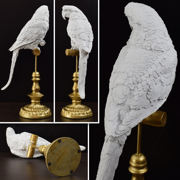 楽天市場】White Parrot ホワイトパロット 白いオウムの置物 鳥 動物