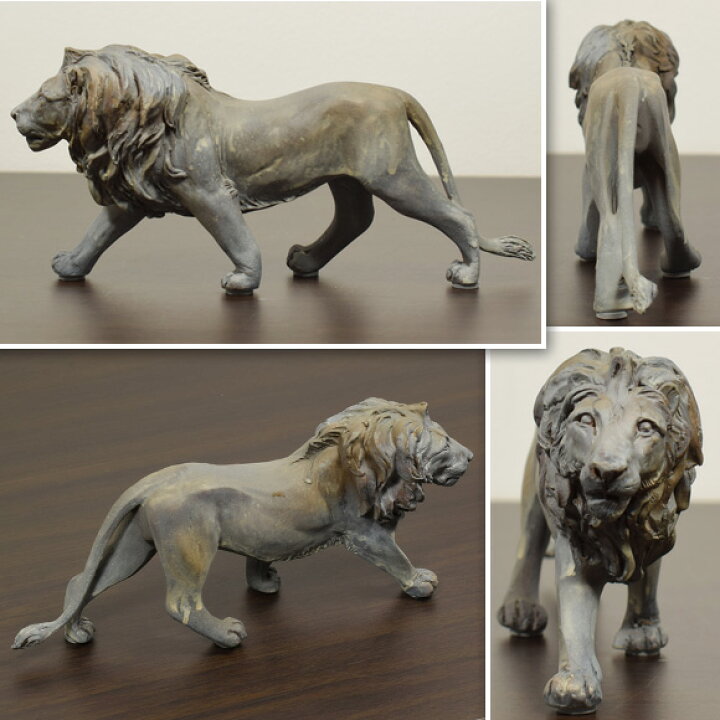 楽天市場】Lion グレイライオン リアルなライオンの置物 オブジェ 