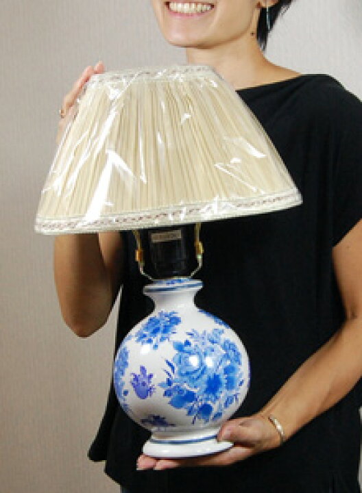 楽天市場】マンダリンブルー 陶器テーブルランプ 青いバラ柄 テーブル 