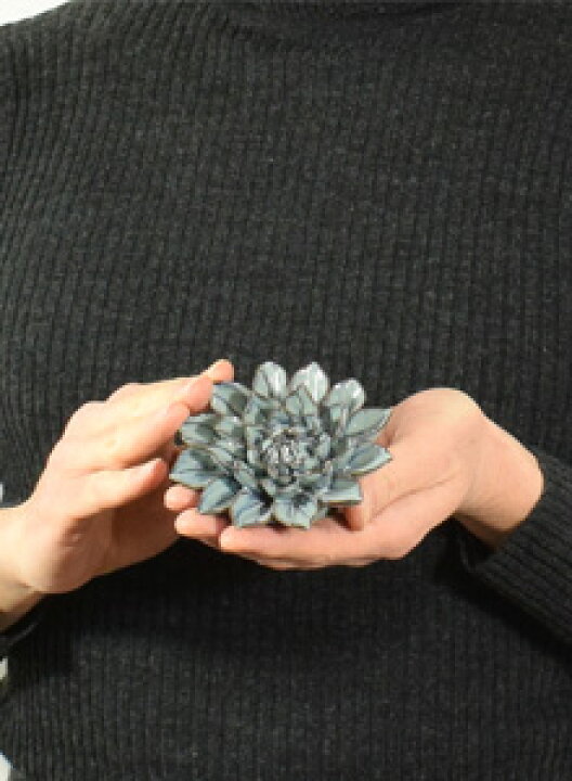 楽天市場】ブルーグレイフラワー 陶器のお花の置物 壁飾り 壁掛け 