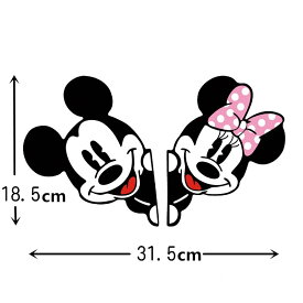 【送料無料】Mickey mouse　ひょっこりミッキー　ミニー ディズニー　自動車 バイク用ステッカー カーステッカー こどもが乗っています　baby in car　31.5*18.5cm*2枚セット【大きいサイズ】 G32