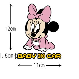 【送料無料】Mickey mouse　ベビー　ミニー　ディズニー　自動車 バイク用ステッカー カーステッカー 赤ちゃん　こどもが乗っています　baby in car　11*14cm G53