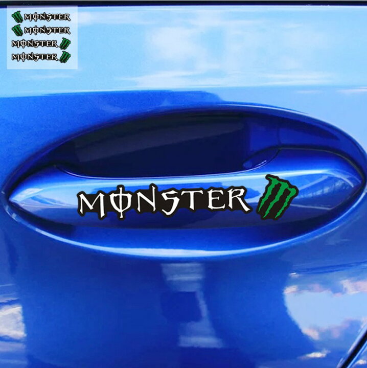 楽天市場 送料無料 Monster Energy Sticker モンスターエナジー ドアノブ 自動車 バイク用ステッカー カーステッカー 2 5 12cm 4枚 グリーン 黒文字 白文字 G173 Decoste