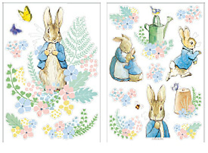 楽天市場 送料無料 ピーターラビット Peter Rabbit 貼って剥がせる ウォールデコステッカー フラワー A5サイズ 2柄各一枚入り ポスター Pvc 壁紙 H210 W150mm Epr35 Decoste