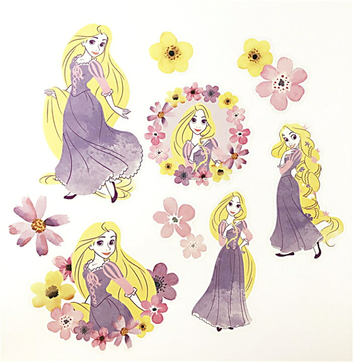 楽天市場 送料無料 ディズニー Disney 塔の上のラプンツェル 貼って剥がせる Bigフレークステッカー H185 W130mm 9枚入り Dws19 Decoste