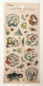 【送料無料】ディズニー リトルマーメイド アリエル 貼って剥がせる ラメ入り クリアステッカー PVC H200*W90mm BCD54