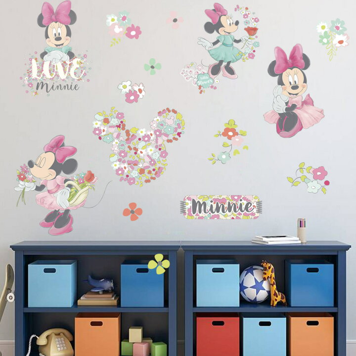 楽天市場 送料無料 Disney Minnie Mouse ミニーマウス ウォルト ディズニー ウォールステッカー 30cm G69 Decoste