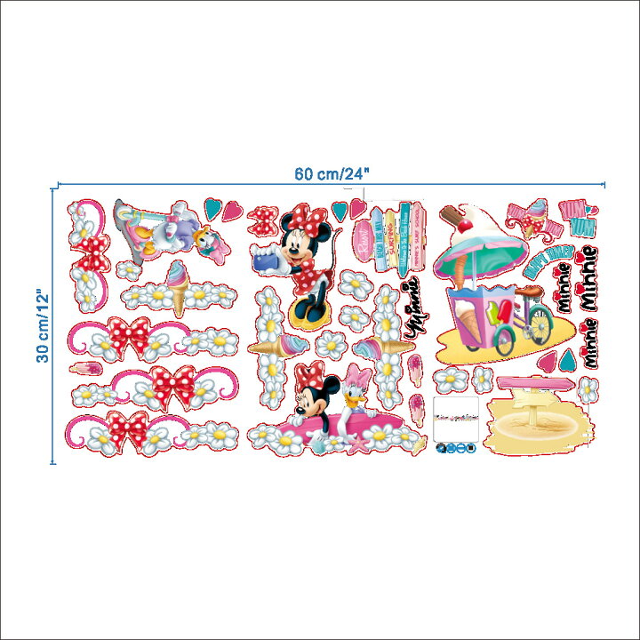 楽天市場 送料無料 ミニーマウス デイジーダッグ 壁紙アクセント Disney ウォルト ディズニー 子供部屋 Diy 幼稚園 保育園等にウォールステッカー 30 60cm G230 Decoste