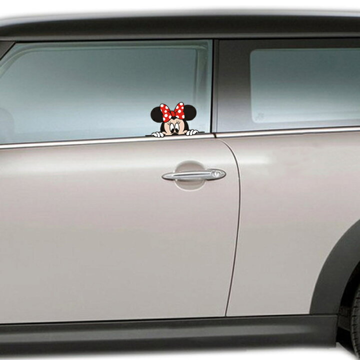 楽天市場 送料無料 Mickey Mouse ひょっこりミニー 水玉リボン ディズニー 自動車 バイク用ステッカー カーステッカー こどもが乗っています Baby In Car 14 8cm G267 Decoste