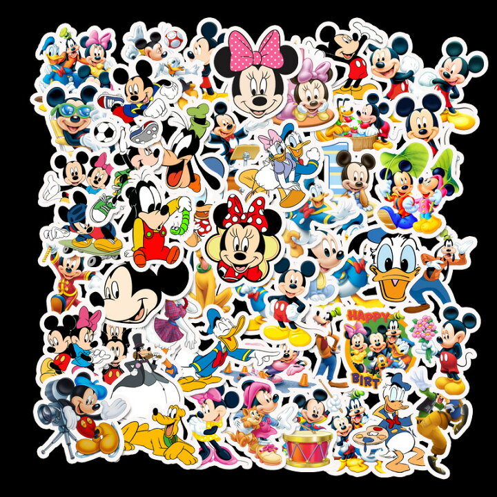楽天市場 送料無料 ディズニーステッカー ミッキーマウス ミニーマウス ドナルドダック デイジーダッグ プルート グーフィー ウォルト ディズニー ウォールスッテッカー 壁紙シール Wallsticker Disney 3 6cm 50枚セット G368 Decoste