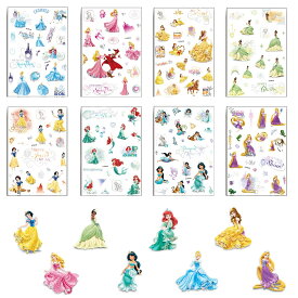 【送料無料】ディズニープリンセス ラバーマスコット ステッカー シンデレラ ベル ラプンツェル 白雪姫 アリエル ティアナ オーロラ姫 ウォルト・ディズニー ウォールスッテッカー 壁紙シール wallsticker disney 11～16cm×8シートセット WTD060