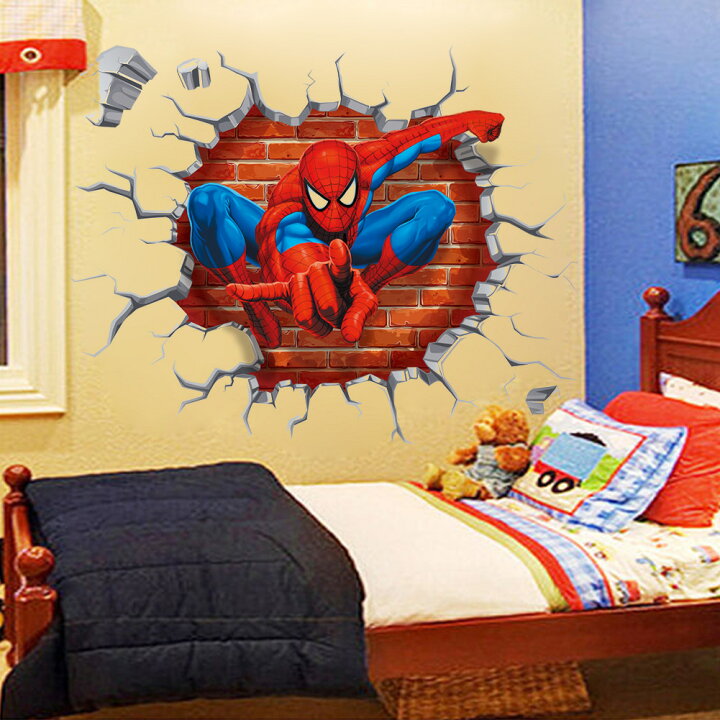 楽天市場 送料無料 壁から飛び出す スパイダーマン Spider Man Disney ディズニー ウォールステッカー 50 45cm G74 Decoste