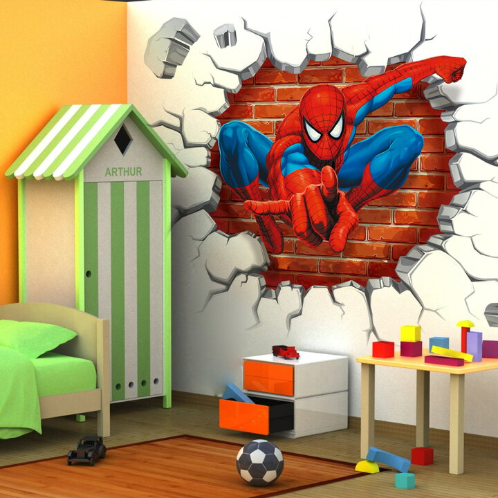 楽天市場 送料無料 壁から飛び出す スパイダーマン Spider Man Disney ディズニー ウォールステッカー 50 45cm G74 Decoste