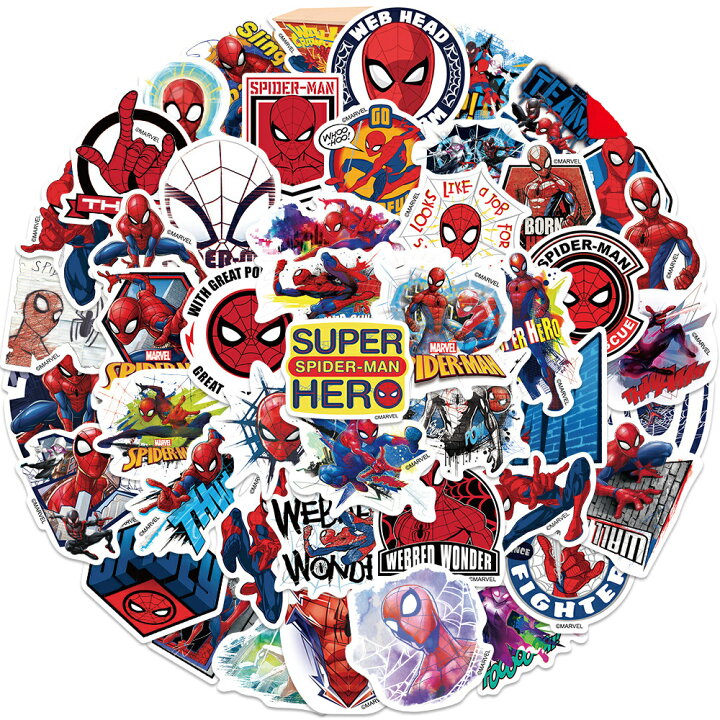 楽天市場 送料無料 スパイダーマン ステッカー Spider Man マーベル ディズニー ウォールスッテッカー 壁紙シール Wallsticker Disney 3 6cm 50枚セット Js1 Decoste