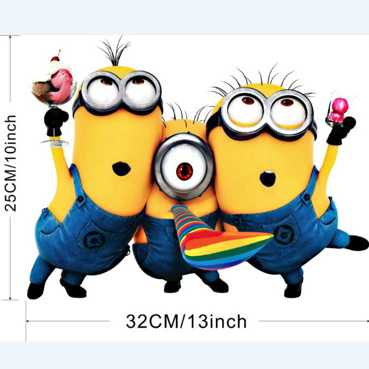 楽天市場 送料無料 Minionsミニオン ティム フィル カール ウォールステッカー３体セットステッカー 乾杯ミニオン 32 25cm 17 Decoste