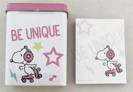 【送料無料】スヌーピー メモ帳 缶ケース入り メモ スケート ピーナッツ PEANUTS SNOOPY 　70×H91×D30mm 80枚入り　PKS176