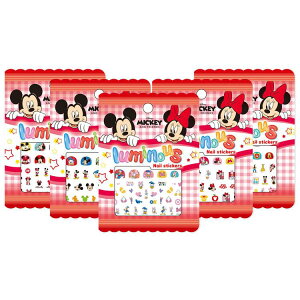 【送料無料】蓄光 夜光る ミッキー&ミニー ネイルステッカー Disney ミッキーマウス ウォルト・ディズニー ネイルシール 約11*8cm 全5種類からランダムで1種類  QNS015