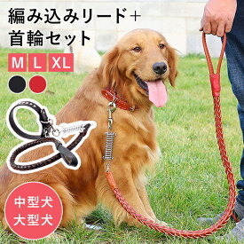 リード 犬 中型犬 大型犬 革 編み込み 首輪 セット 1.2M ドッグカラー リーシュ レザー 首輪とリードセット 首輪リードセット いぬ首輪 犬首輪リード 犬首輪オシャレ 衝撃 吸収 犬用リード 首輪セット かわいい おしゃれ 可愛い きれいめ