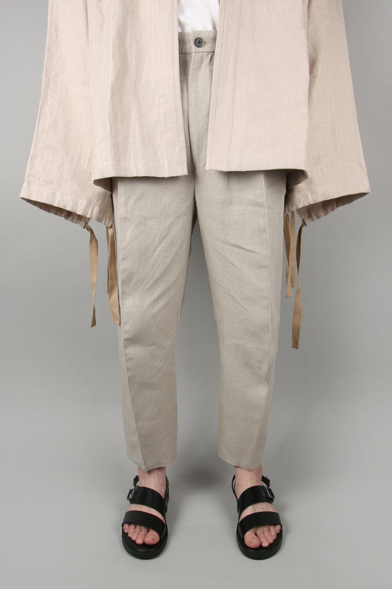 正規取扱店 1万円以上は送料無料 Linen Sleeve Pattern マイヌ 在庫処分 -BEIGE- MAINU 10％OFF Trousers 152006