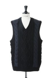 【40%OFF】Cable Stitch Vest(DWUB039)-Black- Digawel(ディガウェル)