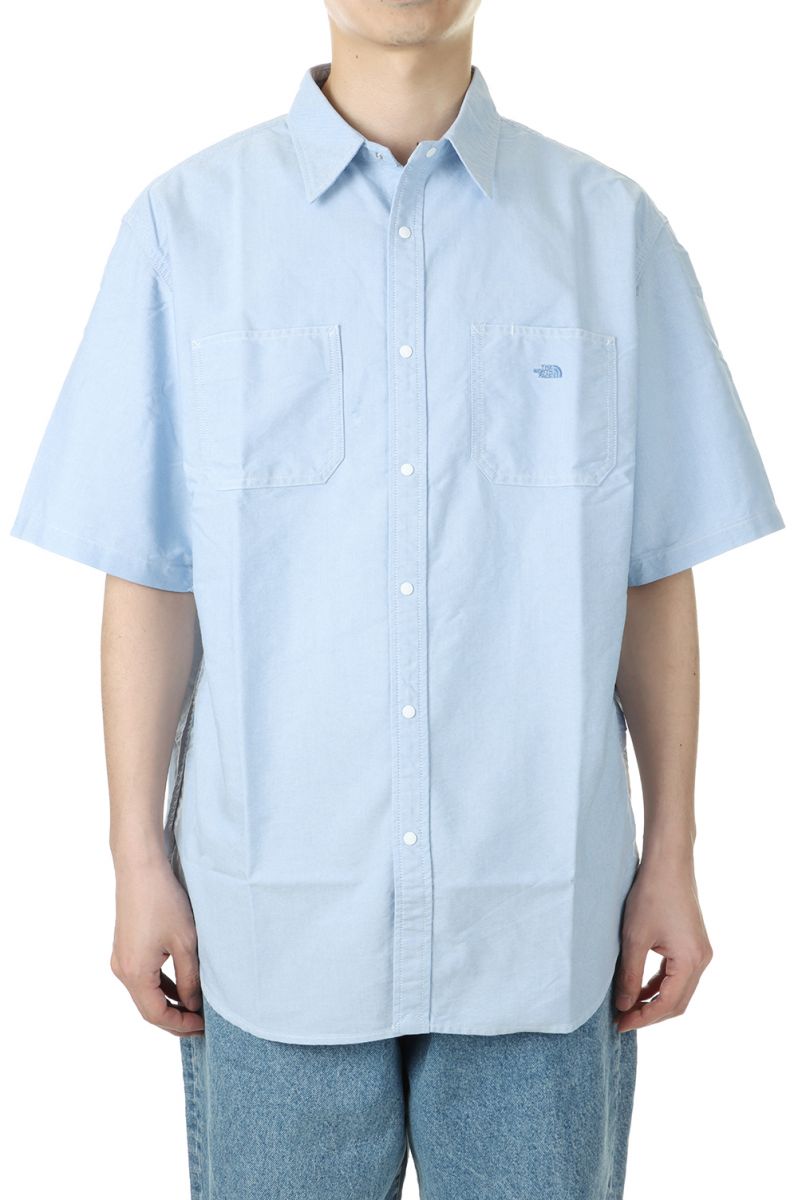 Cotton Polyester OX H S 67％以上節約 Shirt - Sax NT3208N セール価格 The ノースフェイス North Purple Face Label ザ Men パープルレーベル