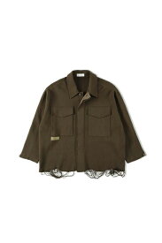 Destroy Knit BDU cardigan / Olive (21AW-MS9-021) * MAGIC STICK(マジックスティック)