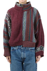 circa make vertically use zip up fairisle sweater -2 (cc22aw-29) 77circa -Women-(ナナナナサーカ)
