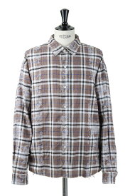 【50%OFF】Switching Bleach Check Shirts -BROWN (LES188) LEGENDA(レジェンダ)