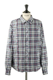 【50%OFF】Switching Bleach Check Shirts -NAVY (LES188) LEGENDA(レジェンダ)