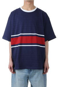 BAGGY TEE S/S COTTON BORDER JERSEY -NAVY(F401002) [BP] First Down -Men-(�t�@�[�X�g�E�_�E��)First Down