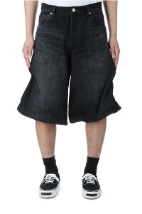 �yP5�{�zWire Denim Wide Bermuda Pants - BLACK (G14PT046) KAMIYA(�J�~��)
