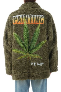 HAND-PAINTED HEMP FAUX FUR JACKET - KHAKI (25AW10BL227) doublet(�_�u���b�g)