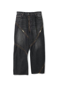 �yP10�{�zFILLETED ZIP DENIM PANTS - BLACK (26SS08PT340) doublet(�_�u���b�g)