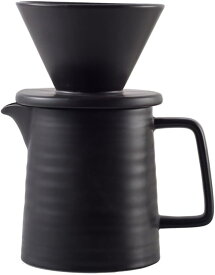 コーヒーサーバー コーヒーポット 陶器製 コーヒードリップ器具 フィルターカップ付き 使いやすい コーヒーセット コーヒー用品 おしゃれ プレゼント 家庭用 商業用 (ブラック500ML)