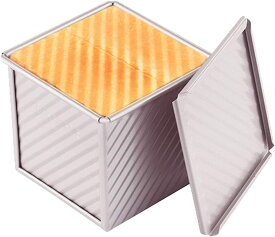 食パン 型 パン型 フタ付き パン焼 粘りにくい食パン型 (S-11.5×11.4×10CM 波紋型）