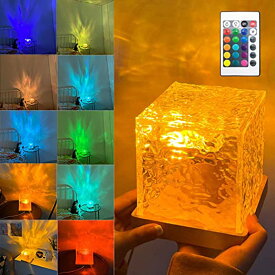【クーポンあり！】リモコン付き回転水パターンナイトライト 水パターンプロジェクターライト LEDフロアランプ クリスマスギフト 写真/パーティー/ベッドルーム用の複数の色のナイトライト