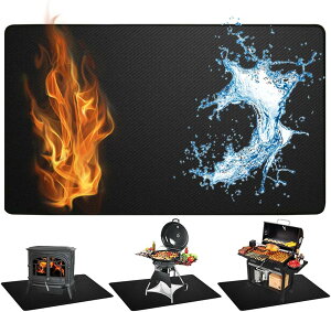 焚き火シート 39*72inch チクチクしない シリコン ブラック スパッタシート 焚き火台シート 耐熱 耐久 焚き火台 キャンプ 地面や芝生保護 再利用可能 防水 キャンプ BBQ等適合 黒