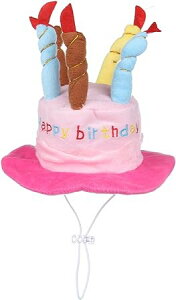 ドッグウェア ハッピーバースデー ケーキ型 お誕生日 ハット コスチューム ろうそく 帽子 犬猫用 ペット用【ブルー】【ピンク】