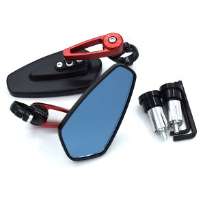 汎用 防眩 アルミ バーエンドミラー バイク 左右セット 自転車 オートバイ 防眩鏡 防眩ミラー ロードバイク 360度 角度調整